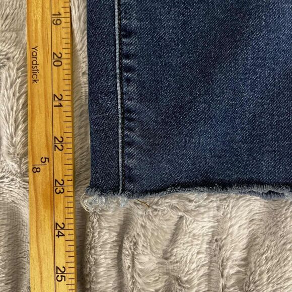 J.Crew Jeans Women 26 Mid Rise Skinny Blue Stretch Denim Raw Hem Distressed - Picture 8 of 9